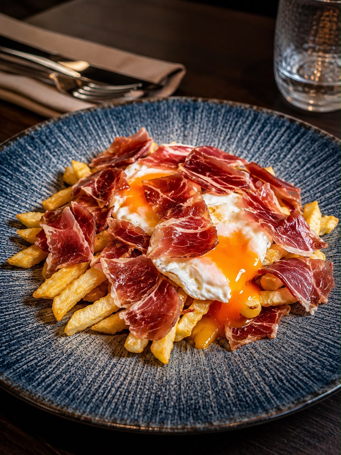 Huevos rotos con jamón